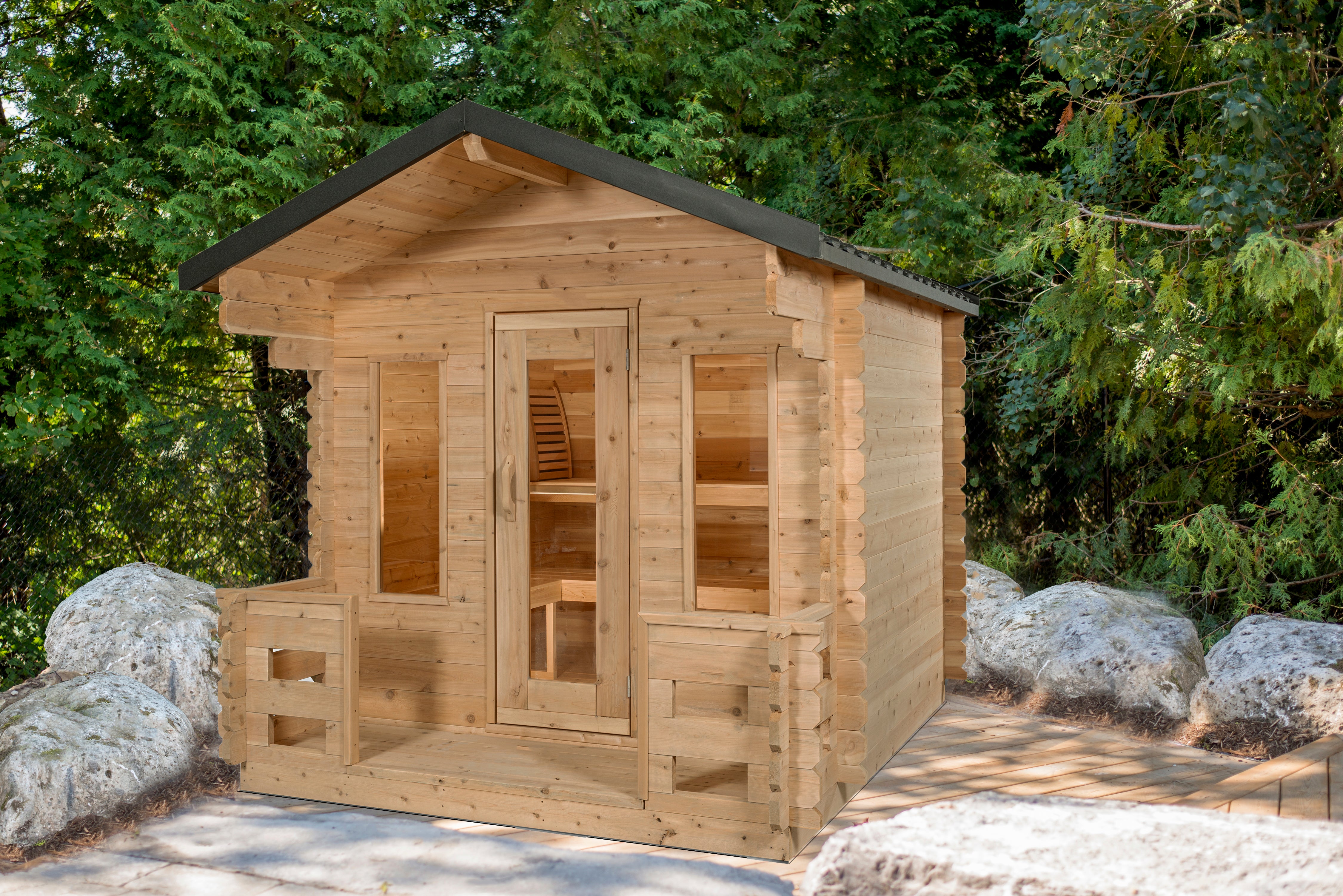 Dundalk LeisureCraft Georgian Cabin Sauna with Porch (2-6 Person) CTC88PW