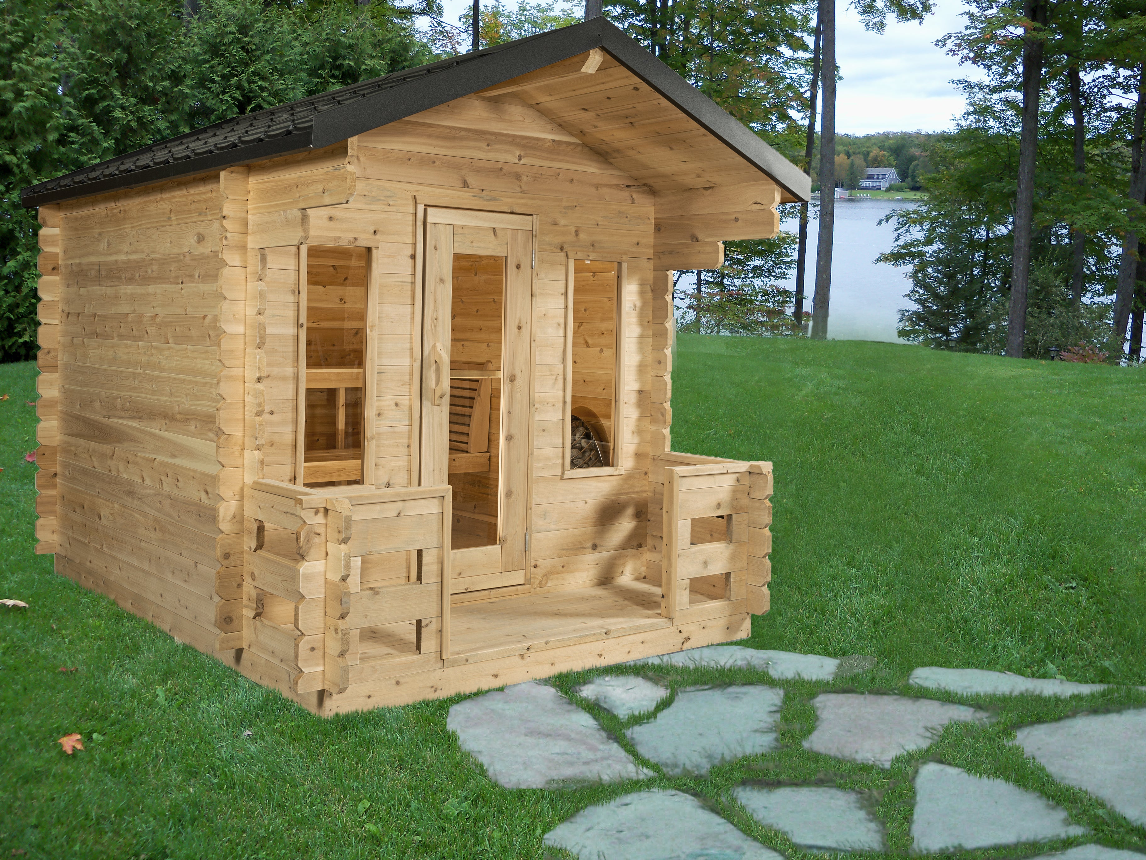 Dundalk LeisureCraft Georgian Cabin Sauna with Porch (2-6 Person) CTC88PW