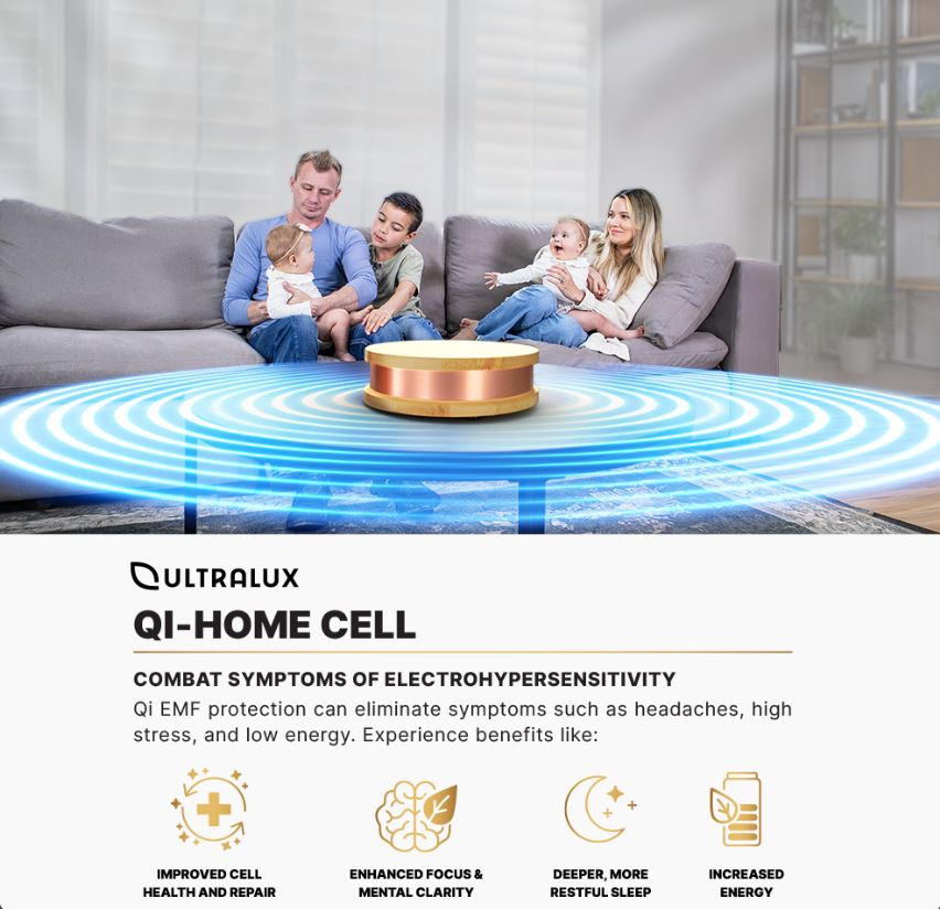 ULTRALUXHEALTH - EMF DEFENSE - Qi-Home Cell  - Reduces EMF Exposure